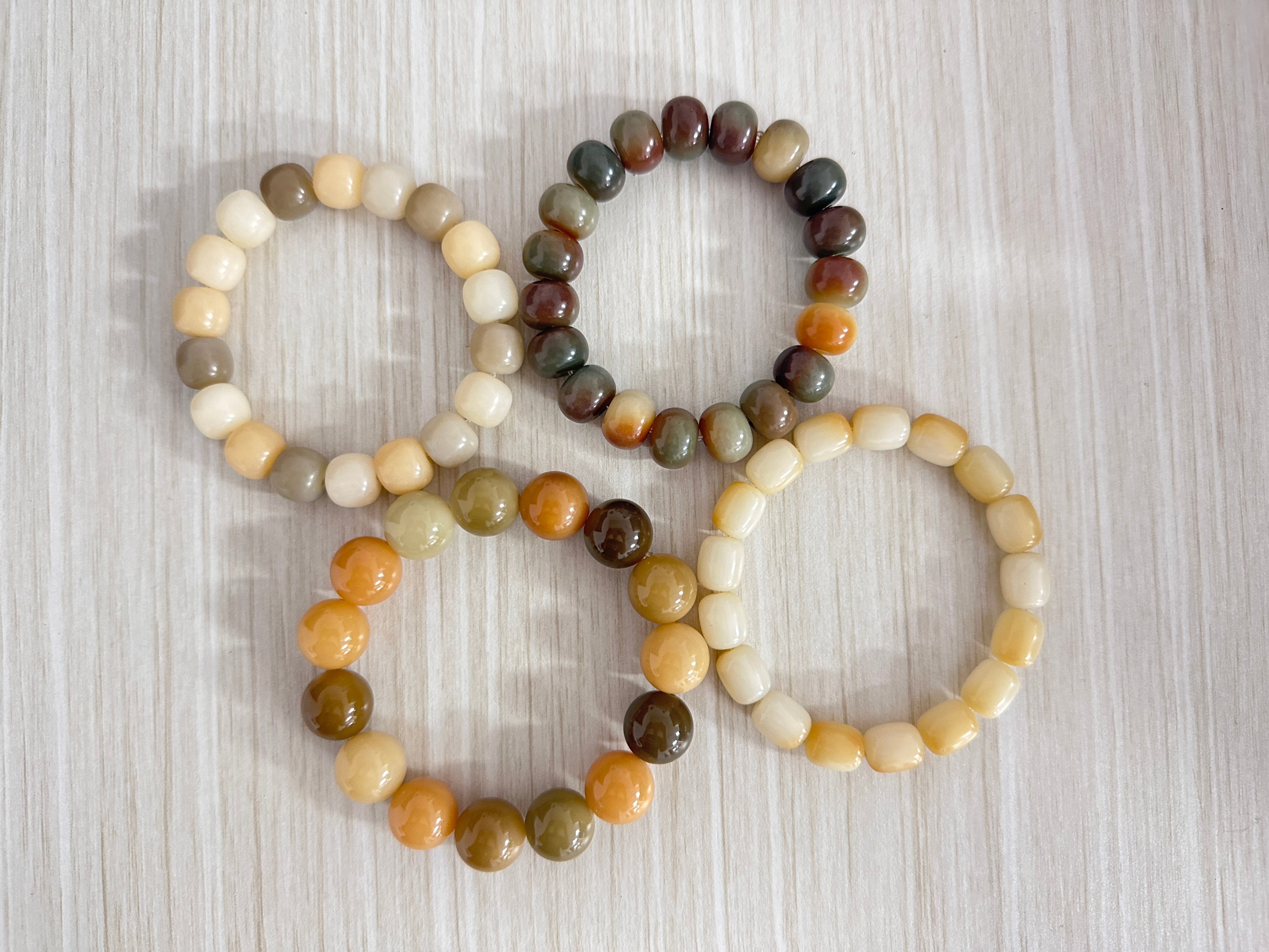 THEPUTI:Round Bead Bracelet,Barrel Bead Bracelet, Apple Bead Bracelet, Rice Cake Bracelet