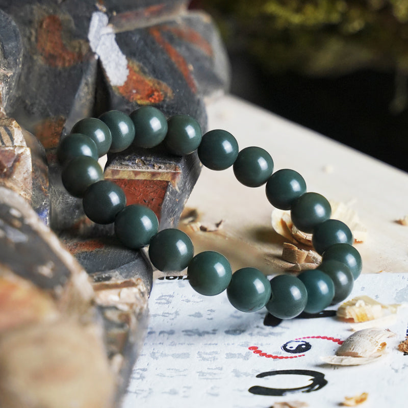 THEPUTI-Jade Green Round Bead Bodhi Bracelet