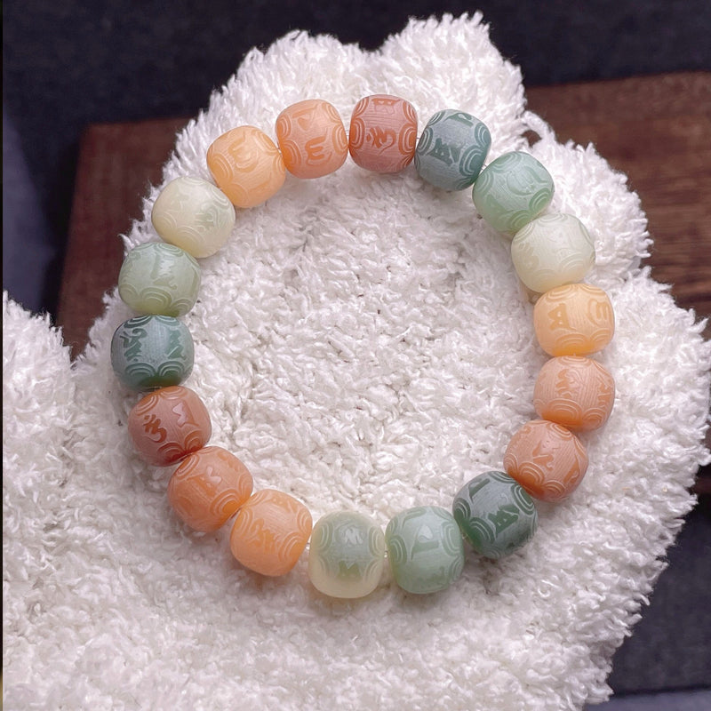 PUTI-Buddhist Secret Words-Six Character Truth Round Bead Bracelet