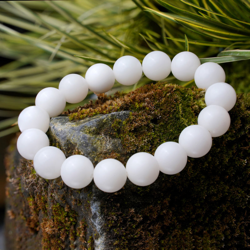 PUTI-White Jade Round Bead Bodhi Bracelet
