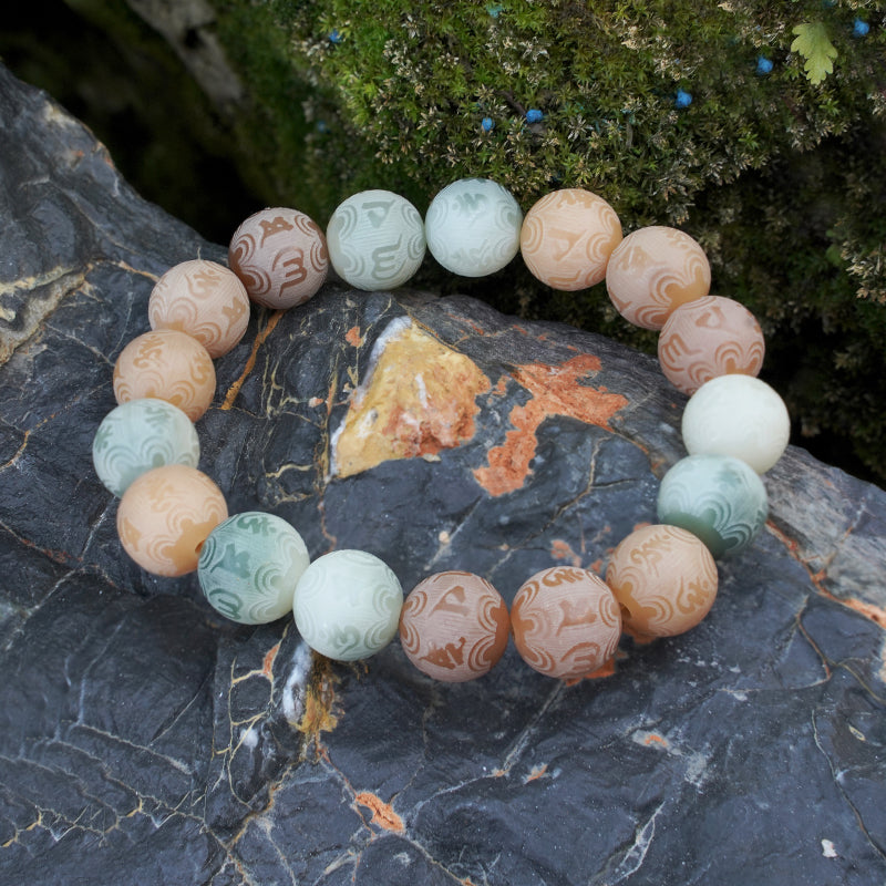 PUTI-Buddhist Secret Words-Six Character Truth Round Bead Bracelet