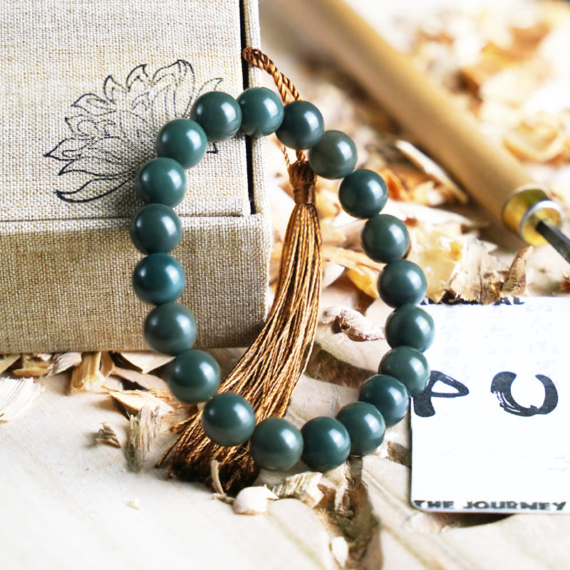 THEPUTI-Jade Green Round Bead Bodhi Bracelet