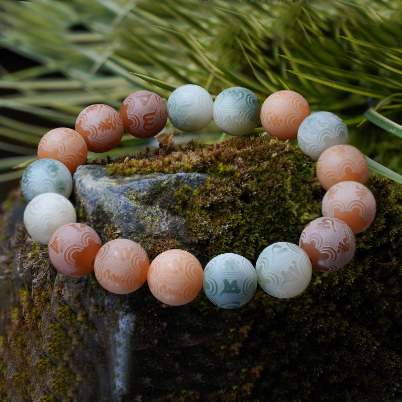 PUTI-Buddhist Secret Words-Six Character Truth Round Bead Bracelet