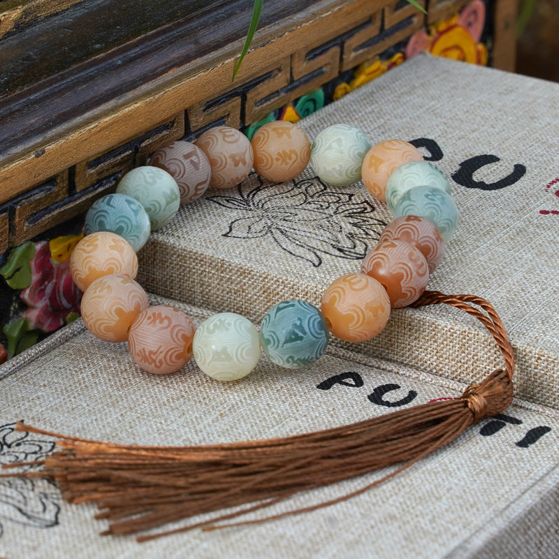 PUTI-Buddhist Secret Words-Six Character Truth Round Bead Bracelet