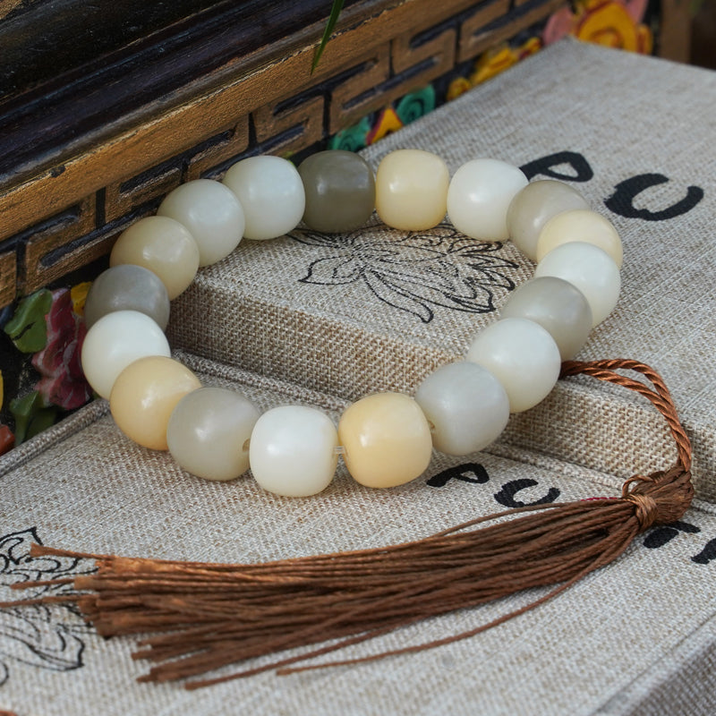 PUTI-Original Color Multi Treasure Barrel Bead Bodhi Bracelet