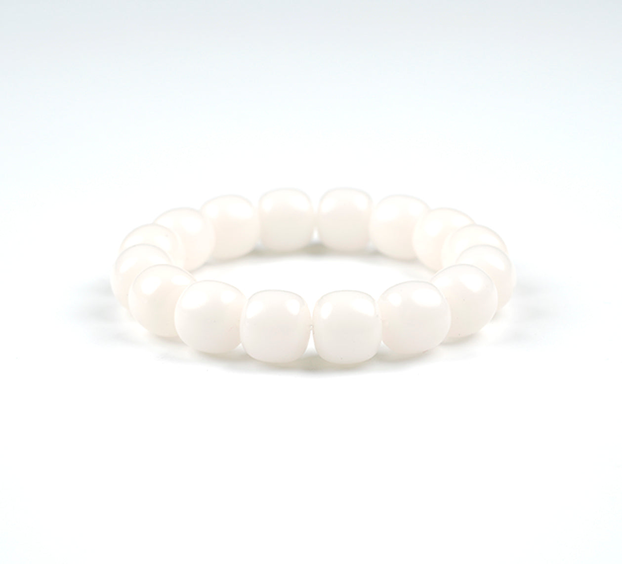 PUTI-White Jade Barrel Bead Bodhi Bracelet