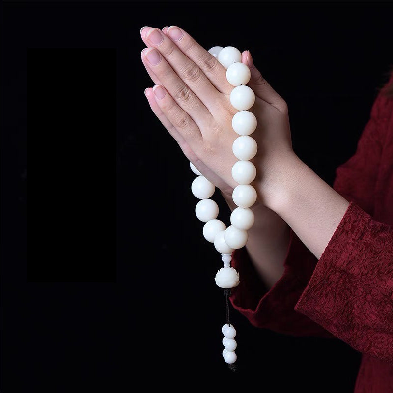 PUTI-White Round Bead Bodhi Handheld