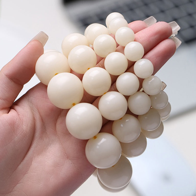 PUTI-White Jade Round Bead Bodhi Bracelet