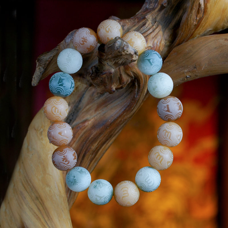 PUTI-Buddhist Secret Words-Six Character Truth Round Bead Bracelet
