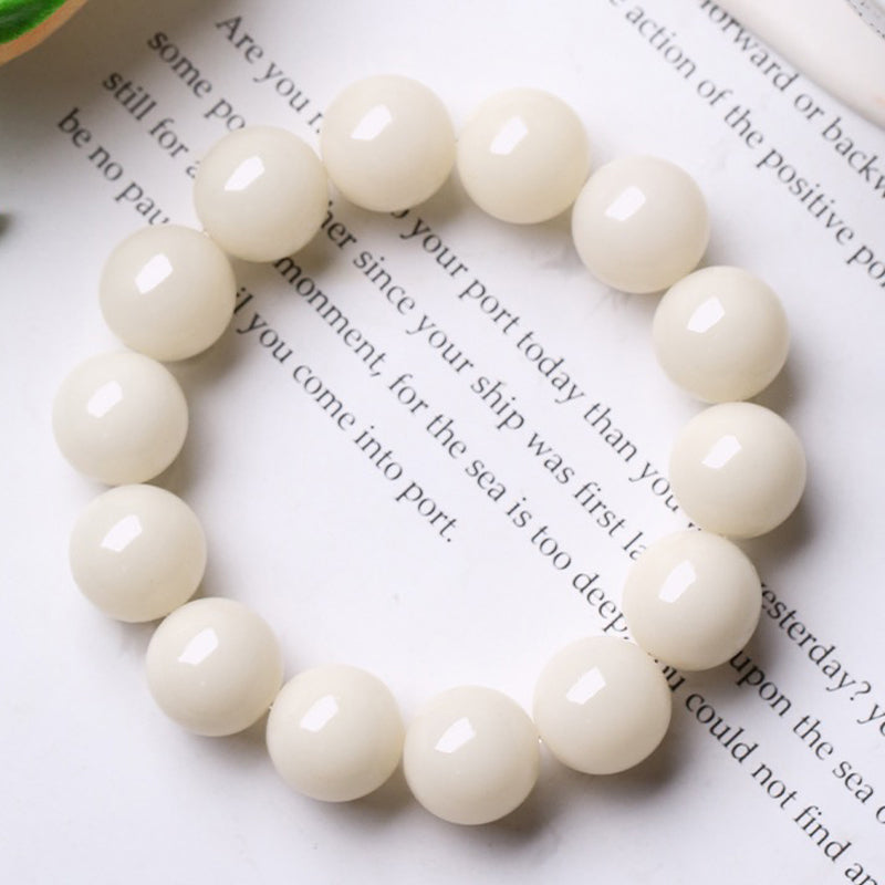 PUTI-White Jade Round Bead Bodhi Bracelet