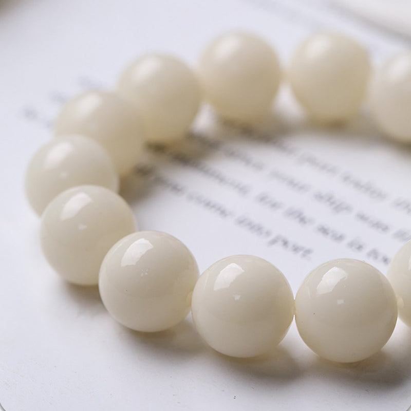 PUTI-White Jade Round Bead Bodhi Bracelet