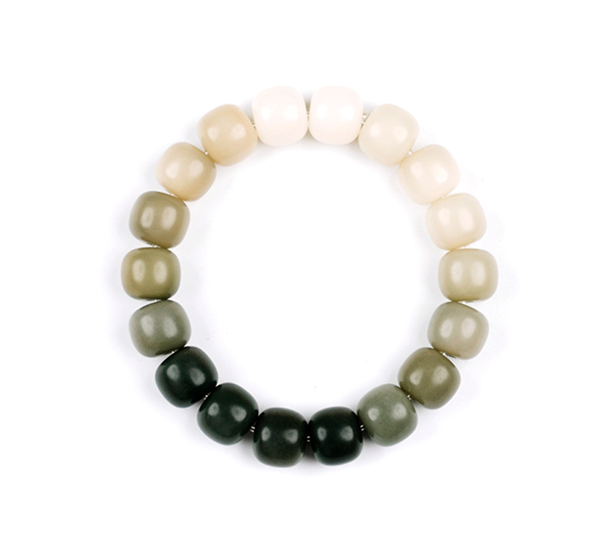 THEPUTI:Gradient Green Barrel Bead Bodhi Bracelet Front Showcase Picture